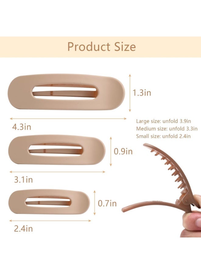 CLENEA 12PCS Flat Hair Clips, Brown Flat Claw Clips for Thin Hair, Matte Lay Down Claw Clips for Women, 3 Sizes Alligator Hair Clips - Image 2